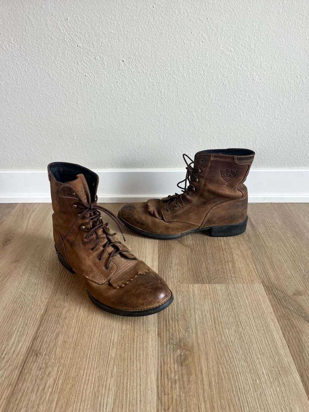 Ariat,Heritage Roper Kiltie Lacer Brown Leather Lace Up Boots,Western,Festival,9